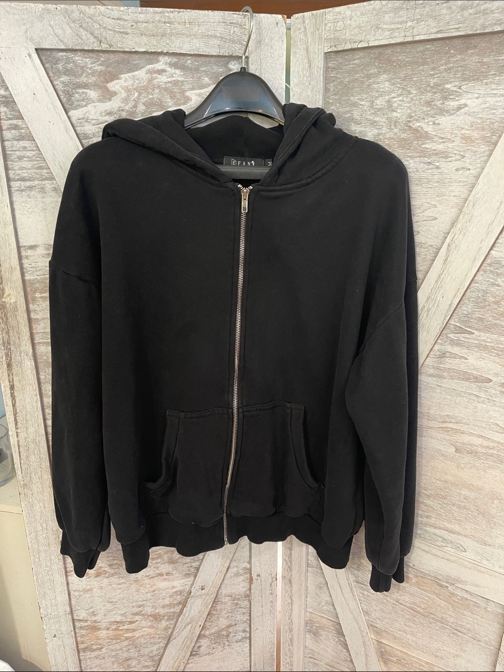Zara Men's Black Full-Zip Hooded Sweatshirt